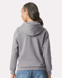 Gildan SF500 Unisex Softstyle® Midweight Hooded Sweatshirt – Cement (on model back)