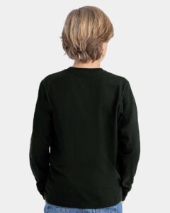 Next Level 3311 Youth Cotton Long Sleeve Tee – Black (on model back)