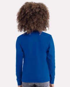Next Level 3311 Youth Cotton Long Sleeve Tee – Royal (on model back)