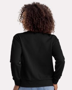 Next Level 9084 Women’s Laguna Sueded Crewneck Sweatshirt – Black (on model back)