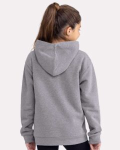 Next Level 9113 Youth Santa Barbara Fleece Hoodie Sweatshirt – Heather Grey (on model back)