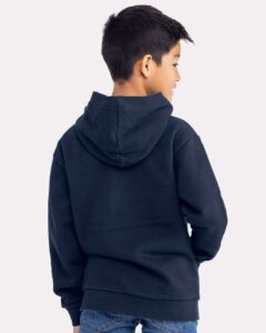 Next Level 9113 Youth Santa Barbara Fleece Hoodie Sweatshirt – Midnight Navy (on model back)