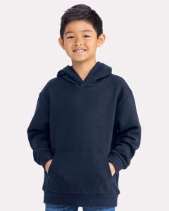 Next Level 9113 Youth Santa Barbara Fleece Hoodie Sweatshirt – Midnight Navy (on model)