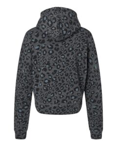J. America 8853 Women’s Crop Hooded Sweatshirt – Black Leopard Triblend (back)