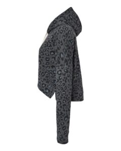 J. America 8853 Women’s Crop Hooded Sweatshirt – Black Leopard Triblend (side)