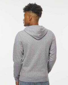 J. America 8720 Unisex BTB Fleece Hooded Sweatshirt – Oxford (on model back)