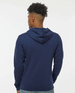 J. America 8720 Unisex BTB Fleece Hooded Sweatshirt – True Navy (on model back)