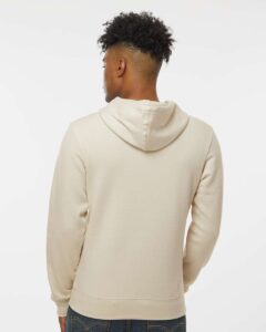 J. America 8720 Unisex BTB Fleece Hooded Sweatshirt – Oyster (on model back)