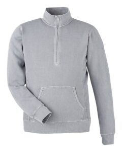 J. America 8732 Unisex Pigment-Dyed Fleece Quarter-Zip Pullover – Cloud