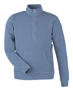 J. America 8732 Unisex Pigment-Dyed Fleece Quarter-Zip Pullover – Denim