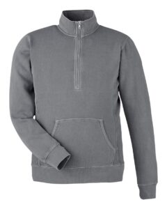J. America 8732 Unisex Pigment-Dyed Fleece Quarter-Zip Pullover – Lead