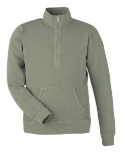 J. America 8732 Unisex Pigment-Dyed Fleece Quarter-Zip Pullover – Spruce