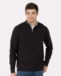 Boxercraft BM5205 Men’s Alumni Quarter-Zip Pullover – Black (on model)