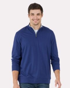 Boxercraft BM5205 Men’s Alumni Quarter-Zip Pullover – Navy (on model)