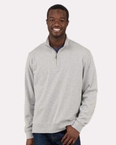Boxercraft BM5205 Men’s Alumni Quarter-Zip Pullover – Oxford Heather (on model)