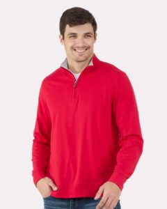 Boxercraft BM5205 Men’s Alumni Quarter-Zip Pullover – True Red (on model)