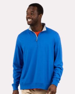 Boxercraft BM5205 Men’s Alumni Quarter-Zip Pullover – True Royal (on model)