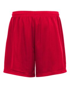 Badger 7225 Unisex Tricot Mesh 5″ Shorts – Red (back)