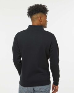 J. America 8717 Unisex Heavyweight Fleece Quarter-Zip Sweatshirt – Black (on model back)