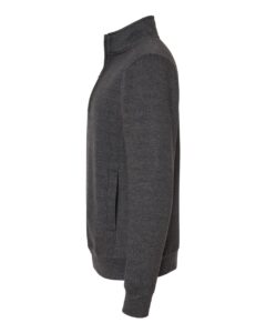 J. America 8717 Unisex Heavyweight Fleece Quarter-Zip Sweatshirt – Charcoal Heather (side)