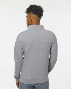 J. America 8717 Unisex Heavyweight Fleece Quarter-Zip Sweatshirt – Oxford (on model back)
