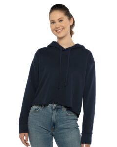 Next Level 9384 Women’s Laguna Sueded Raw Edge Crop Hoodie Sweatshirt