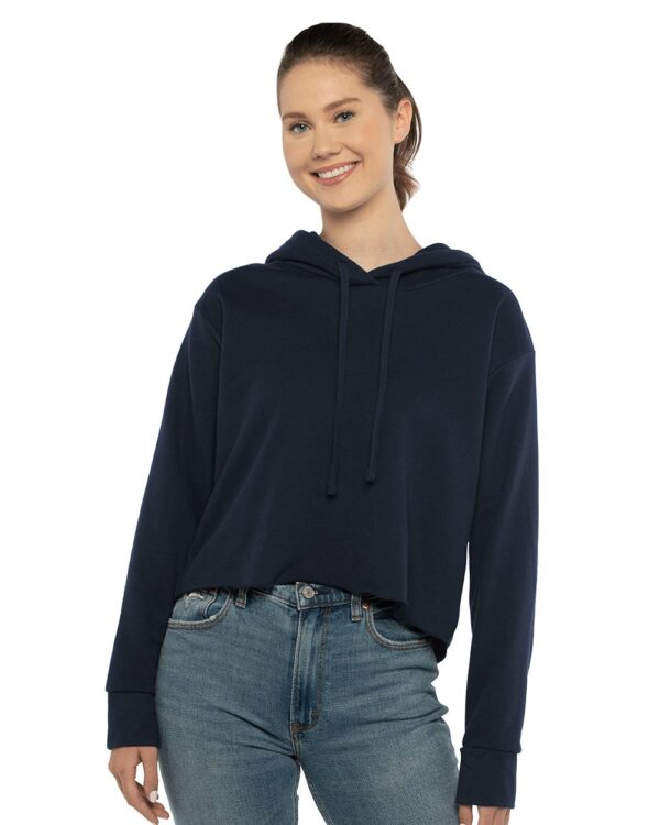 Next Level Women’s Laguna Sueded Raw Edge Crop Hoodie Sweatshirt