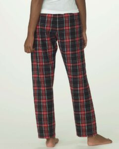 Boxercraft BW6620 Women’s Haley Flannel Pants – Black/ Red Kingston Plaid (on model back)