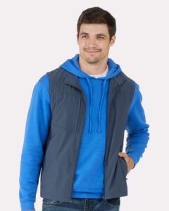 Boxercraft BM5502 Men’s Stretch Woven Vest – Castlerock (on model)