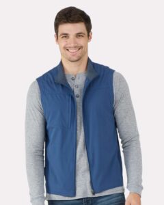 Boxercraft BM5502 Men’s Stretch Woven Vest – Indigo (on model)