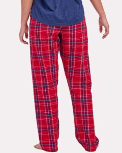 Boxercraft BW6620 Women’s Haley Flannel Pants – Brick Red Kingston (on model back)