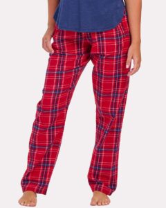 Boxercraft BW6620 Women’s Haley Flannel Pants – Brick Red Kingston (on model)