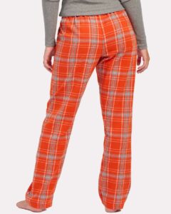 Boxercraft BW6620 Women’s Haley Flannel Pants – Burnt Orange Kingston Plaid (on model back)