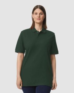 Gildan 85800 Unisex Hammer™ Pique Polo – Forest Green (on model)