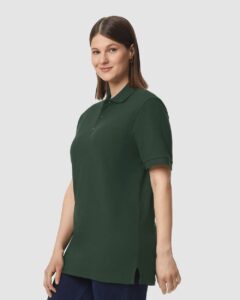 Gildan 85800 Unisex Hammer™ Pique Polo – Forest Green (on model side)