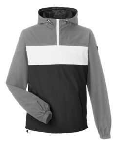 Nautica N17174 Unisex Windward Anorak Hooded Quarter-Zip Jacket – Graphite/ White/ Black