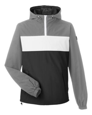 Nautica N17174 Unisex Windward Anorak Hooded Quarter-Zip Jacket – Graphite/ White/ Black