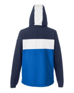 Nautica N17174 Unisex Windward Anorak Hooded Quarter-Zip Jacket – Navy/ White/ Royal (back)
