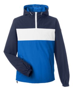 Nautica N17174 Unisex Windward Anorak Hooded Quarter-Zip Jacket – Navy/ White/ Royal