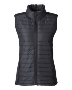 Nautica N17947 Women’s Harbor Puffer Vest – Black/ Black Heather