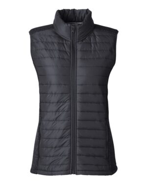 Nautica N17947 Women’s Harbor Puffer Vest – Black/ Black Heather