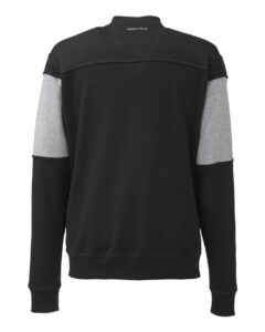 Nautica N17928 Unisex Anchor Fleece Colorblocked Bomber Jacket – Black/ Oxford Heather (back)