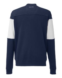 Nautica N17928 Unisex Anchor Fleece Colorblocked Bomber Jacket – Navy/ White (back)