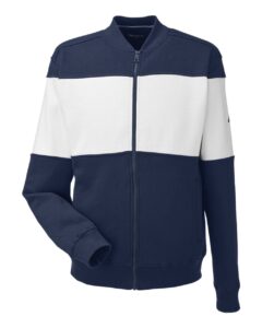 Nautica N17928 Unisex Anchor Fleece Colorblocked Bomber Jacket – Navy/ White