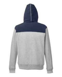 Nautica N17582 Men’s Navigator Fleece Hooded Full-Zip Jacket – Oxford Heather/ Navy (back)
