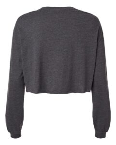 BELLA + CANVAS 6501 Women’s FWD Fashion Crop Long Sleeve Tee – Dark Grey Heather (back)