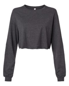 BELLA + CANVAS 6501 Women’s FWD Fashion Crop Long Sleeve Tee – Dark Grey Heather