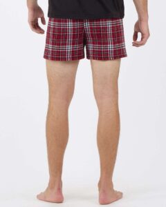 Boxercraft BM6701 Men’s Double Brushed Flannel Boxers – Garnet/ Black Plaid (on model back)