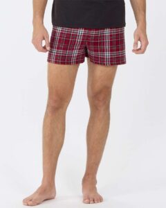 Boxercraft BM6701 Men’s Double Brushed Flannel Boxers – Garnet/ Black Plaid (on model)