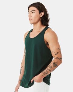BELLA + CANVAS 3480 Jersey Tank – Forest (on model side)
